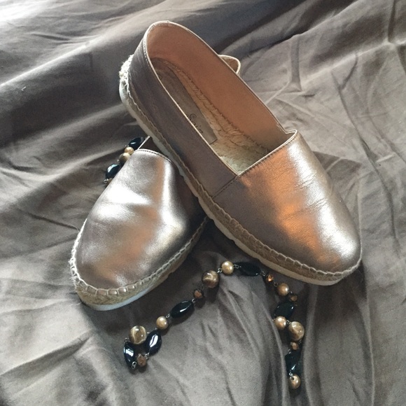 gold leather espadrilles