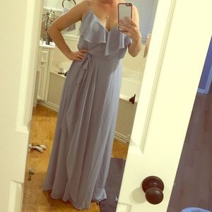 Chiffon bridesmaid dress, blue gray. BRAND NEW.