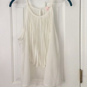 White fringe tank top