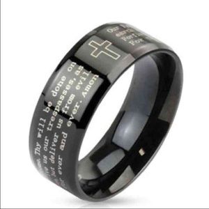 SIZE 9, 10 Stainless Lords Prayer Ring