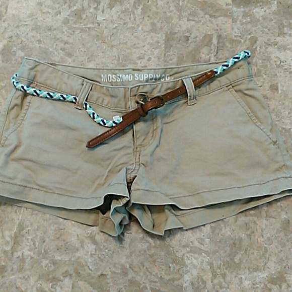 Worn once khaki shorts with cute belt