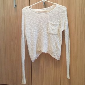Hollister cropped white knit sweater