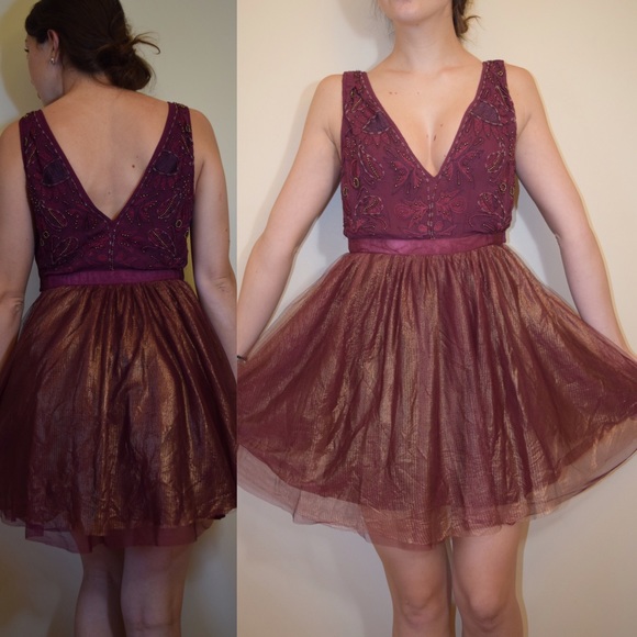 Free People Dresses & Skirts - NWOT free people maroon fluffy dress