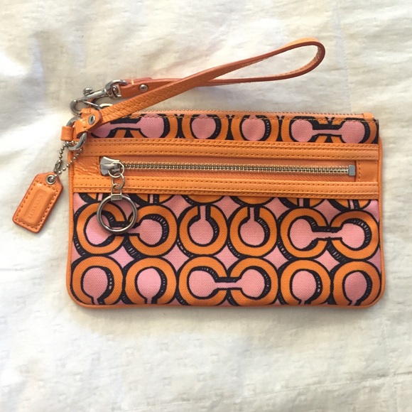 Coach Pink & Orange "C" Wristlet
