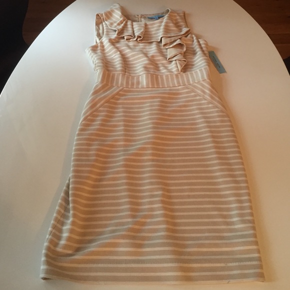 Beige and White striped dress