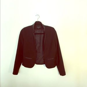 Cynthia Rowley black blazer faux leather detail