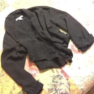 Black cropped shrug with lace detail