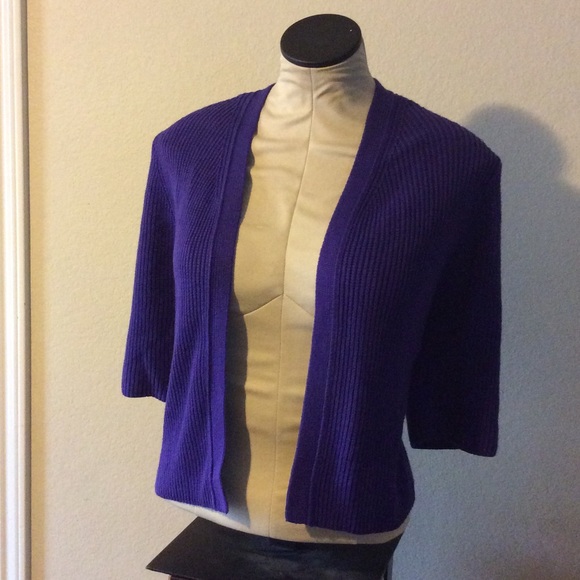 Cropped Purple/indigo sweater shrug 3/4 sleeve