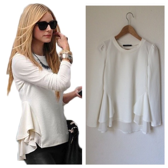 Tops - Peplum long sleeve top sz M 💕