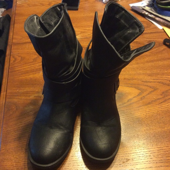 Kohl's Shoes - Black buckle mid-calf boots