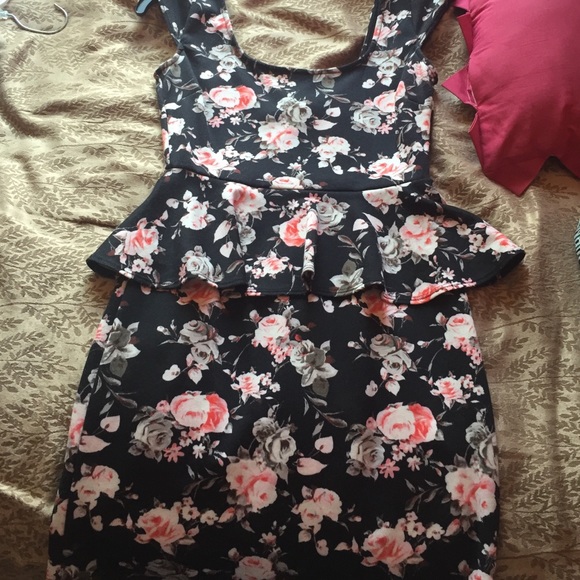 Floral Peplum Mini Dress.