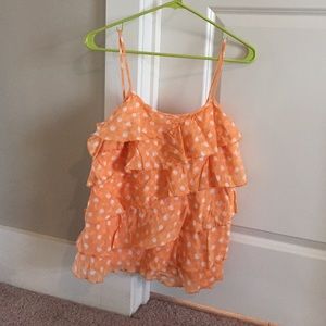 Polka dot orange LOFT tank NWOT