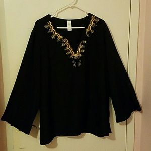Embellished neckline blouse