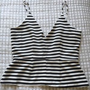 Black and White Striped Peplum Tank