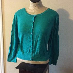 Teal round neck 3/4 sleeve cardigan XL