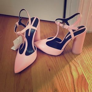 Zara New Baby Pink Pastel Pink T-strap Heels