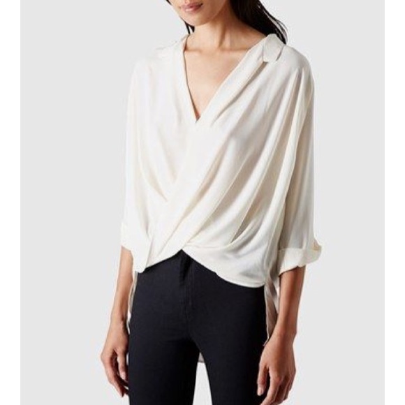 White drape shirt.