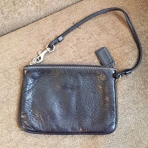 Coach wristlet, black leather.