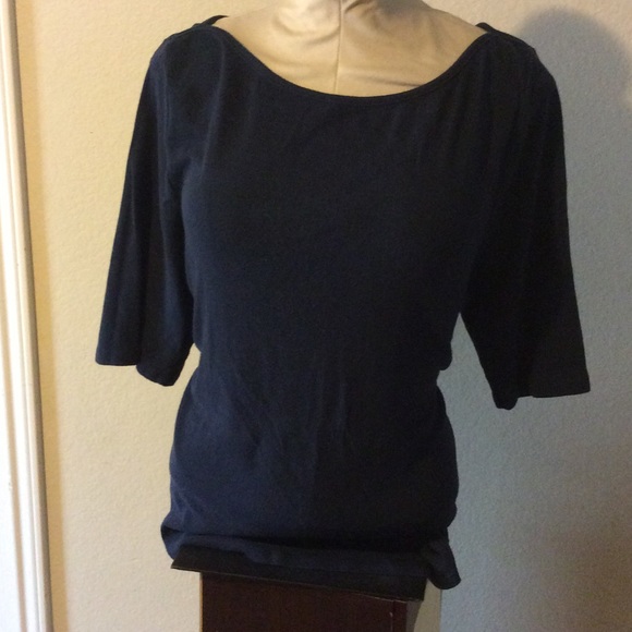 Navy 3/4 sleeve boat neck tee