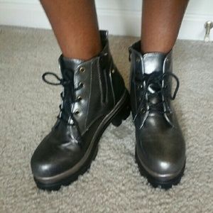 Bronze gold Platform Ankle Boots