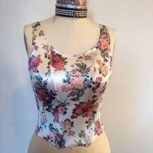 Stretchy boned floral corset tank (Small)