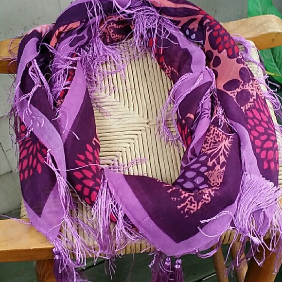 Purple Square Fringe Scarf