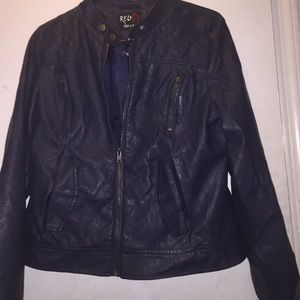 Navy blue pleather jacket by Red Snap