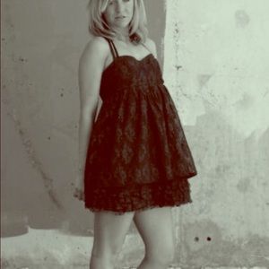 Alice and Olivia purple lace baby doll dress