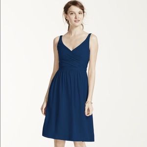 David's Bridal Midnight Navy Bridesmaid Dress