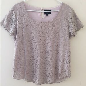 Cynthia Rowley Gray/Pink Lace Top