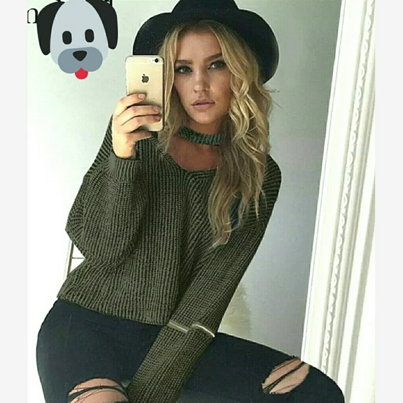 Tops - Choker Collar Sweater