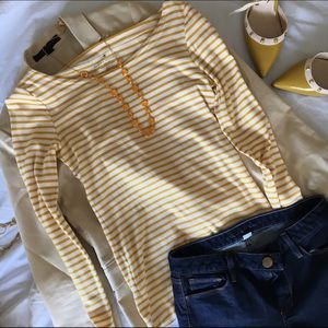 Banana Republic Mustard Stripe Long Sleeve