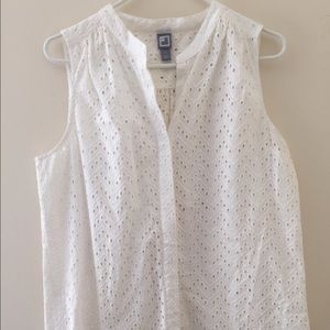 JCP White Eyelet Sleeveless Blouse