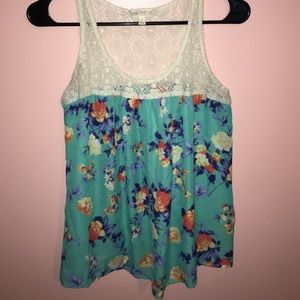 This is a cute blue floral tank top.