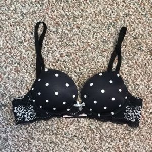 Black polka dot Victoria's Secret 34A push-up bra!