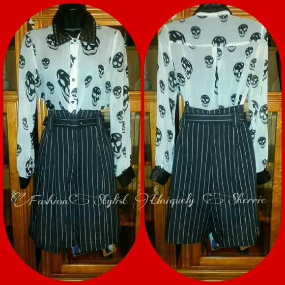 Rampage Pants - Business Style Black Stripe Bermuda Shorts