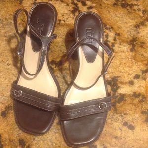 Brown sling back high heels