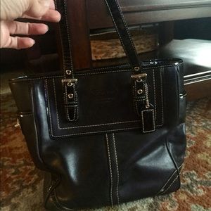 Black coach handbag- Leather