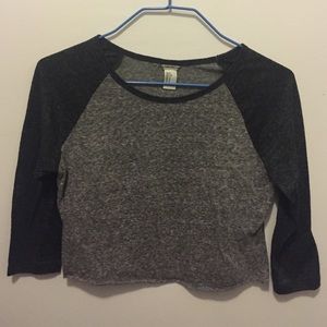 Cropped Grey Forever 21 Baseball Tee