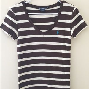 Ralph Lauren Brown White Striped top