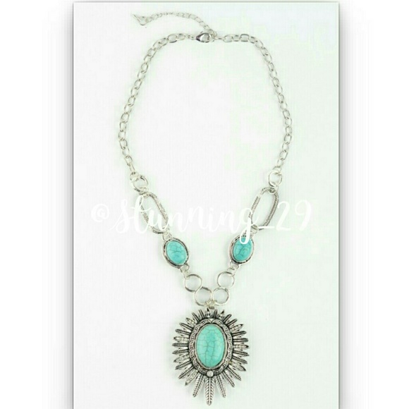 🆕DAISY TURQUOISE  SILVER NECKLACE - Picture 3 of 3