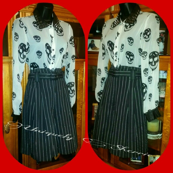 SOLD. Skelton/Spike Collar Sheer Blouse - Picture 4 of 4