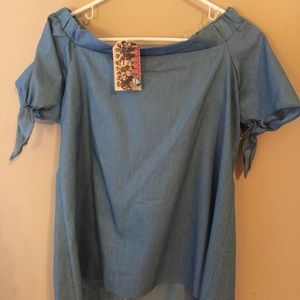 Chambray off the shoulder top