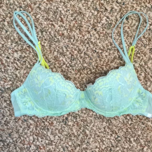 Seafoam lace date lightly lined VS PINK 34A bra!
