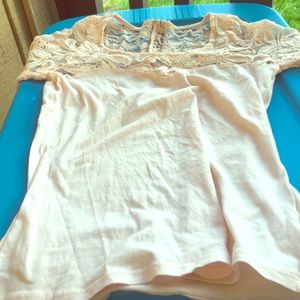 Cute cream pink lace top