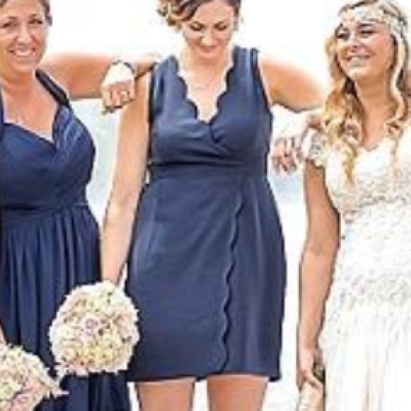 J crew scalloped navy dress