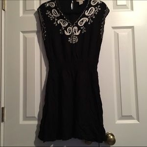 Black bohemian embroided dress