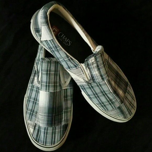 Chaps Shoes Chaps Denim Plaid Slip On Boat Shoes Mens 5 Chaps Shoes Chaps Denim Plaid Slip On Boat Shoes Mens 5