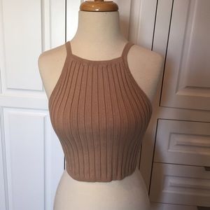 Beige Sweater Crop Top