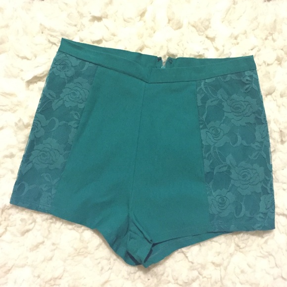 High Waisted Teal Shorts - Picture 1 of 1